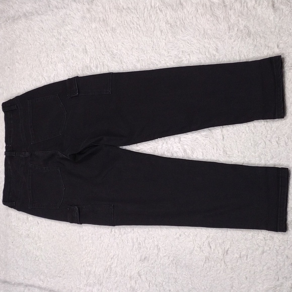 Vervet By Flying Monkey Black High Waist Straight Leg Colored Denim Cargo Jean - Picture 10 of 13